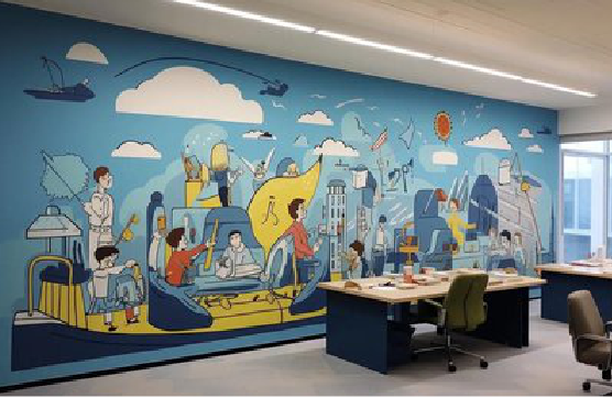 兴平办公室墙绘的特点。