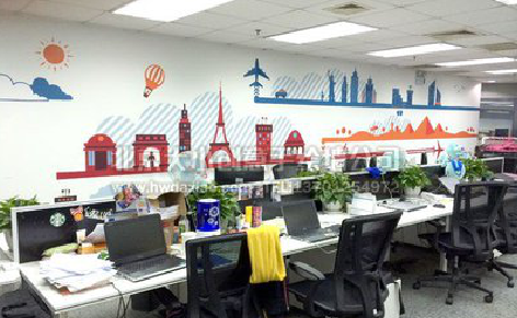 兴平教你设计办公室墙绘的方法。